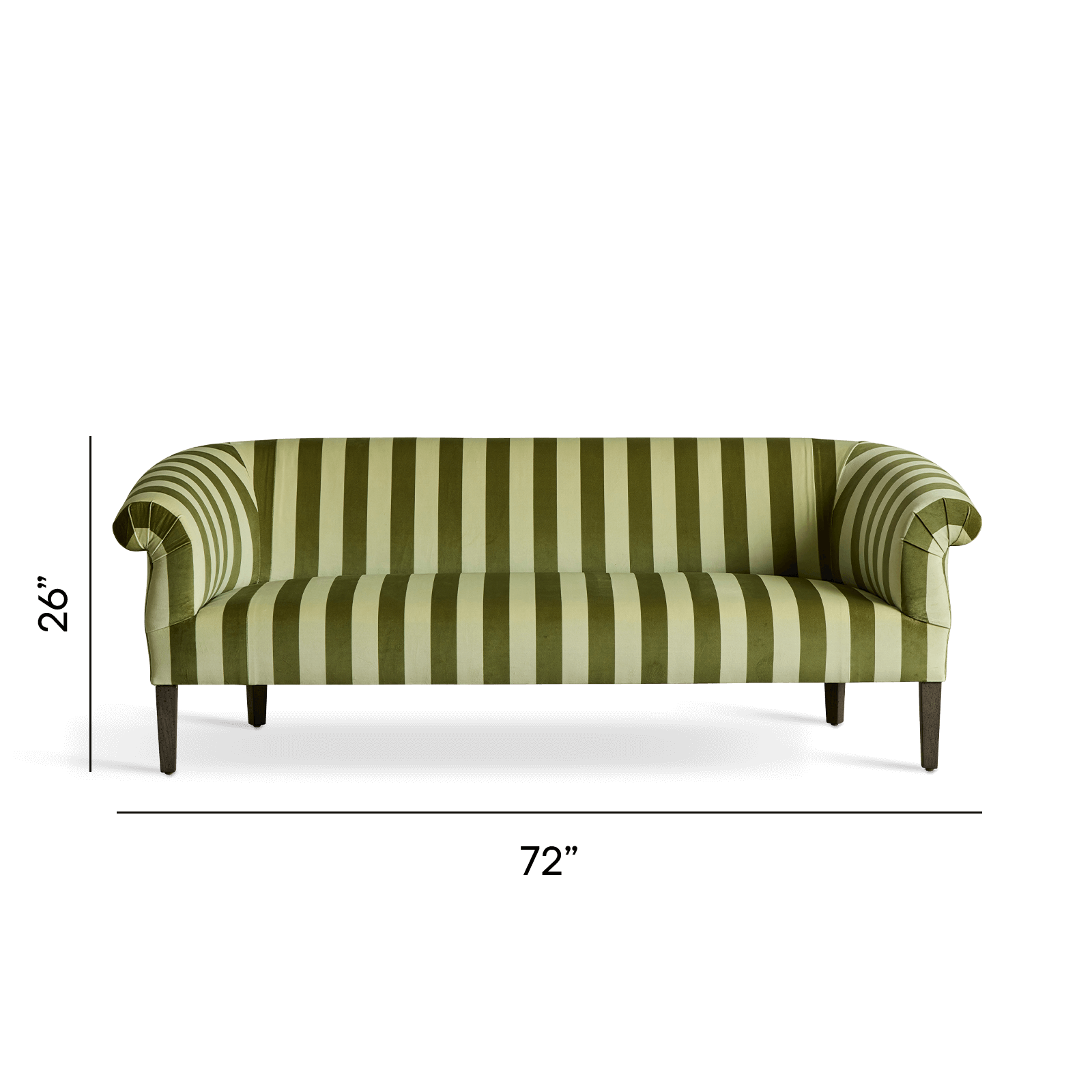 CAMELOT STRIPE Velvet Lowback Settee Sofa - Juniper Green Upholstered Loveseat for Living Room, Bedroom, or Office Decor