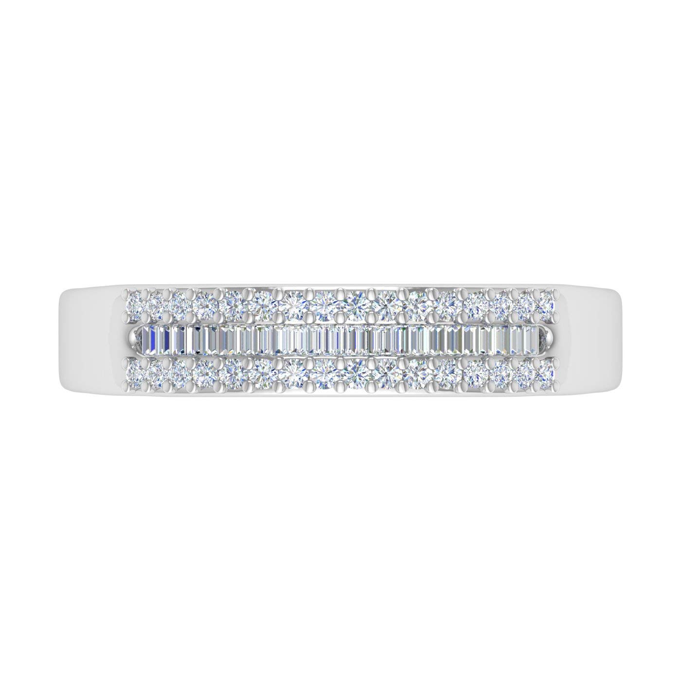 1/4 Carat Baguette & Round Diamond Wedding Band Ring in 10K Gold - Elegant Bridal Jewelry for Engagement, Anniversary & Special Occasions