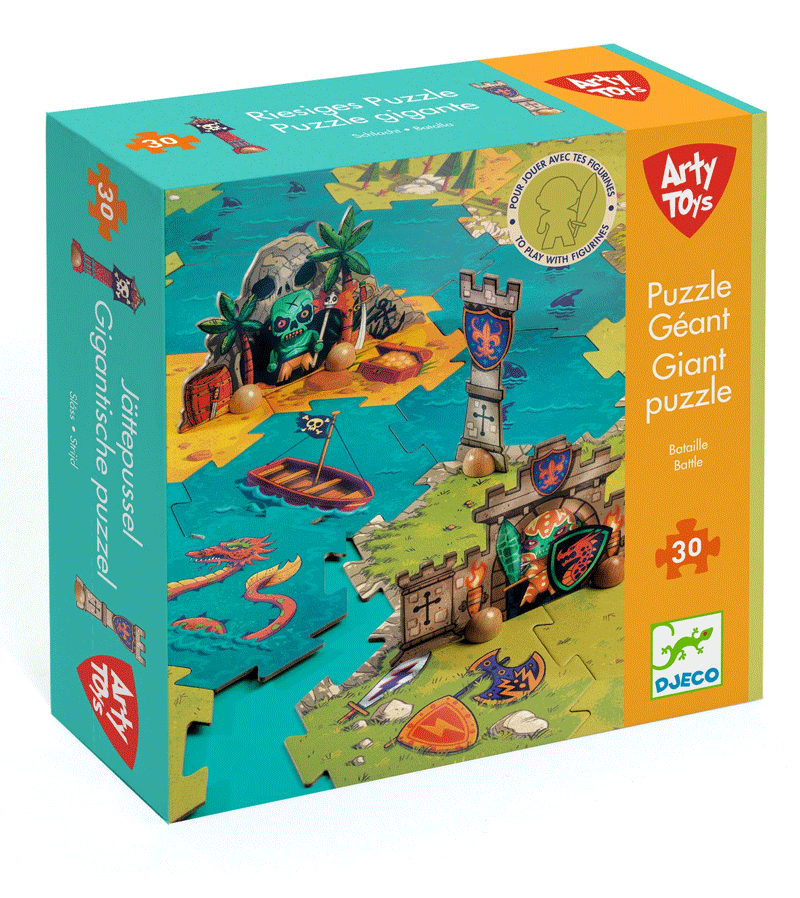 30-Piece Giant Puzzle Battle Game by Arty Toys from Djeco - Fun Family Board Game for Kids & Adults (Perfect for Birthday Parties & Indoor Activities)