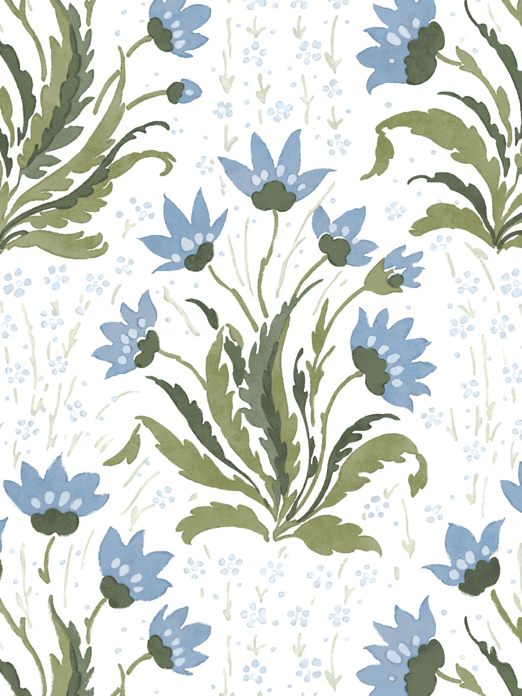 Nathan Turner Hillhouse Floral Multi Wallpaper - Blue Green Pattern for Living Room & Bedroom Decor