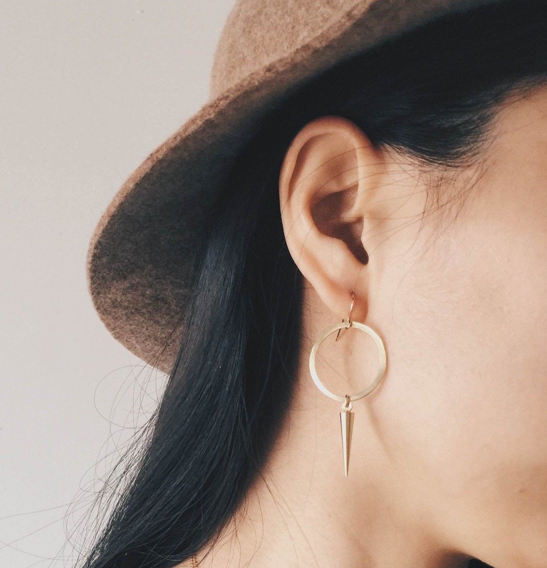 Circle Drop Spike Earrings for Women – Dainty Boho Hoop Earrings for Everyday Wear | Perfect for Casual Outfits, Parties & Date Nights