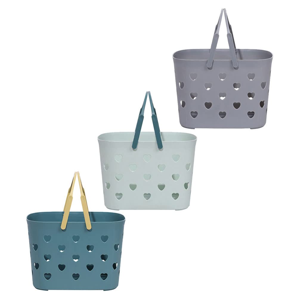 Cabilock 3-Piece Woven Storage Baskets Set - Bathroom & Shower Organizer with Hollow Design for Fruits, Toiletries & Home Organization | Space-Saving Portable Storage Solution for Bath, Kitchen & Bedroom