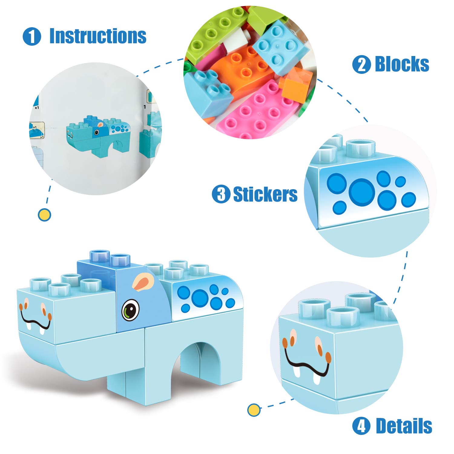 122-Piece Animals Building Blocks Set - STEM Educational Construction Toy Kit with Storage Box for Kids Ages 3-6 | Creative Preschool Learning Toys for Toddlers Boys & Girls | Perfect for Birthday, Christmas Gifts & Classroom STEM Activities