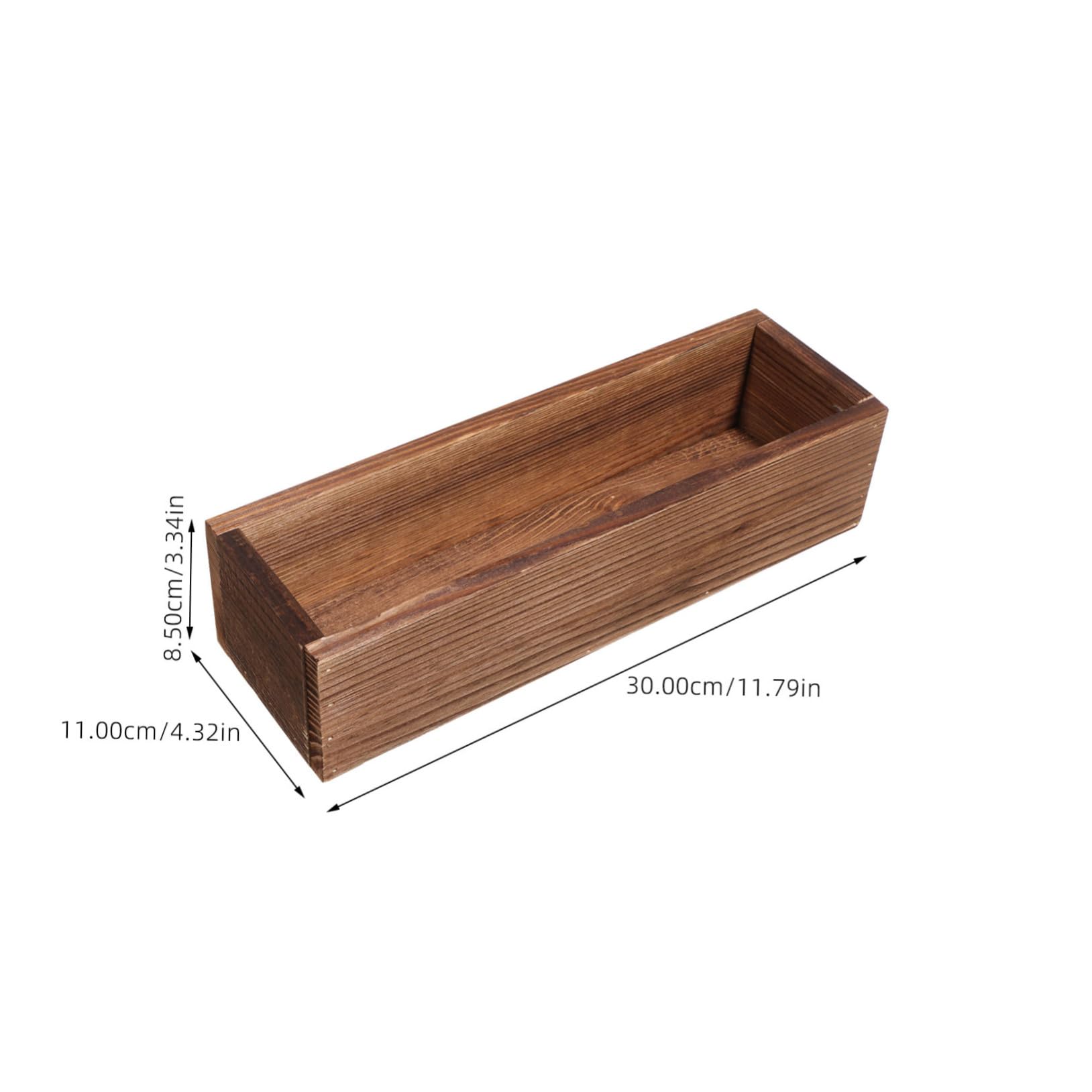 Happyyami Handcrafted Wooden Succulent Planter - 30cm x 9.5cm Rustic Flower Pot for Indoor Plants, Cactus, Herbs | Perfect for Home Decor, Office Desk, Balcony Gardening & Gift Ideas