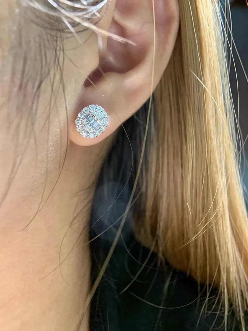18K White Gold Diamond Stud Earrings for Women - 1.0 Carat Natural Real Diamond Luxury Wedding Jewelry Set - Perfect for Bridal, Anniversary, and Special Occasion Gifts