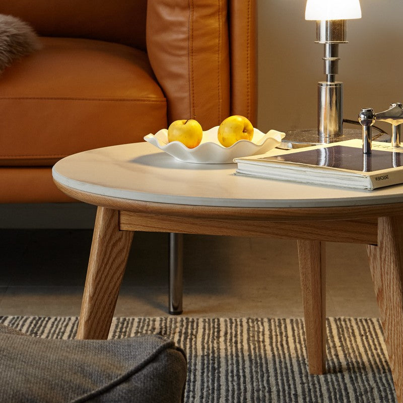 Solid Oak & Black Walnut Coffee Table with Slate Top - Rustic Modern Living Room Furniture for Home Decor