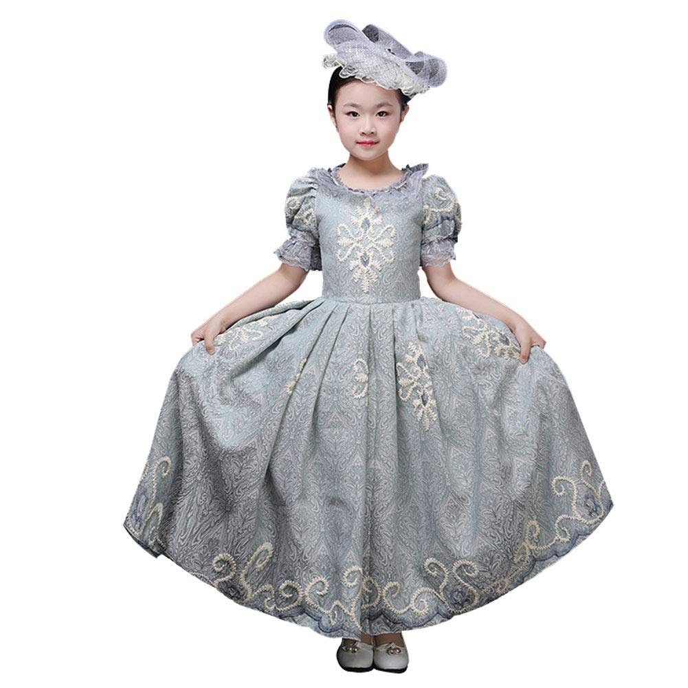 HappyStory Girls Ruffled Princess Belle Dress Costume with Hat - Elegant Disney-Inspired Party Outfit for Birthday, Halloween & Dress-Up Play