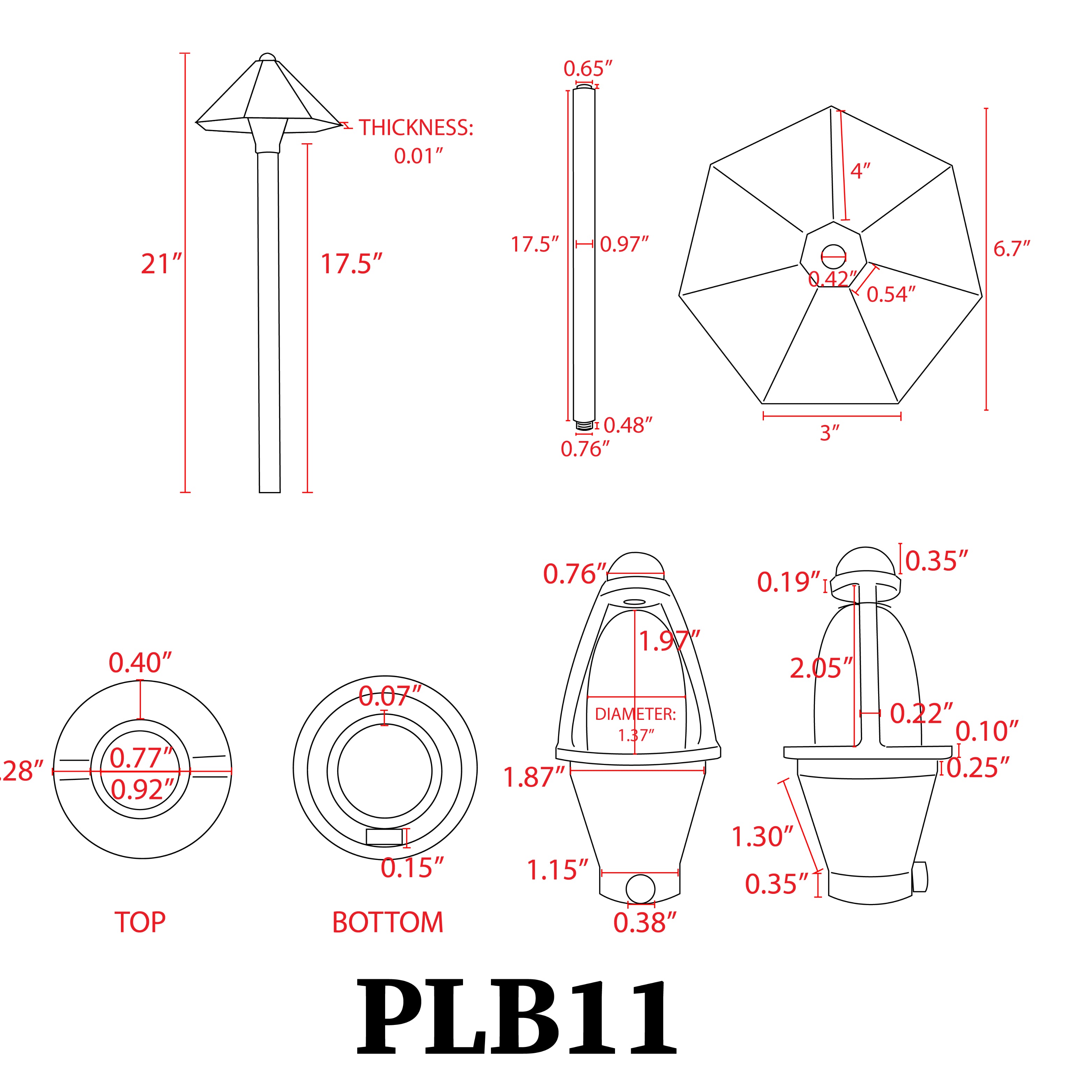 PLB11 4x/8x/12x Brass LED Pathway Lights - 3W 3000K Low Voltage Outdoor Landscape Lighting for Garden, Walkway, and Driveway Illumination