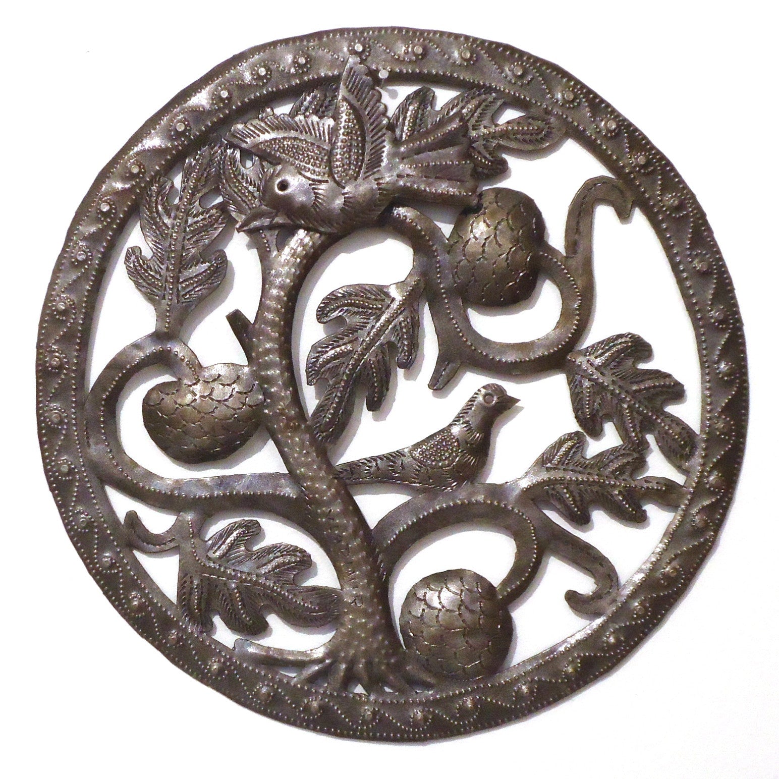 Exquisite Haitian Metal Wall Sculpture - Handcrafted Birds Perched on Tree Artwork | Perfect for Home Decor, Living Room, Bedroom & Office Wall Art
