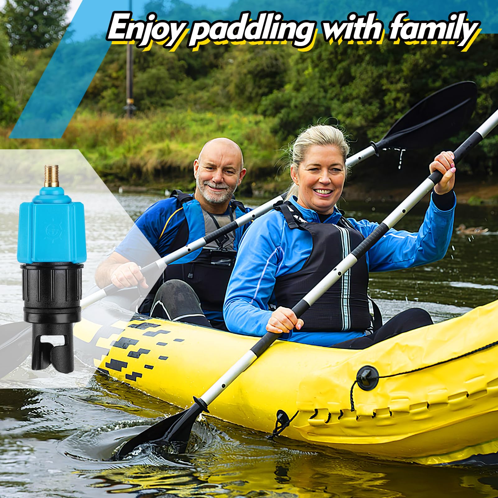 Inflatable SUP Pump Valve Adapter Set - Universal Air Valve Adapter & Nozzle Converter for Kayak, Surfboard, Inflatable Mattress | Perfect for Water Sports, Camping & Beach Activities