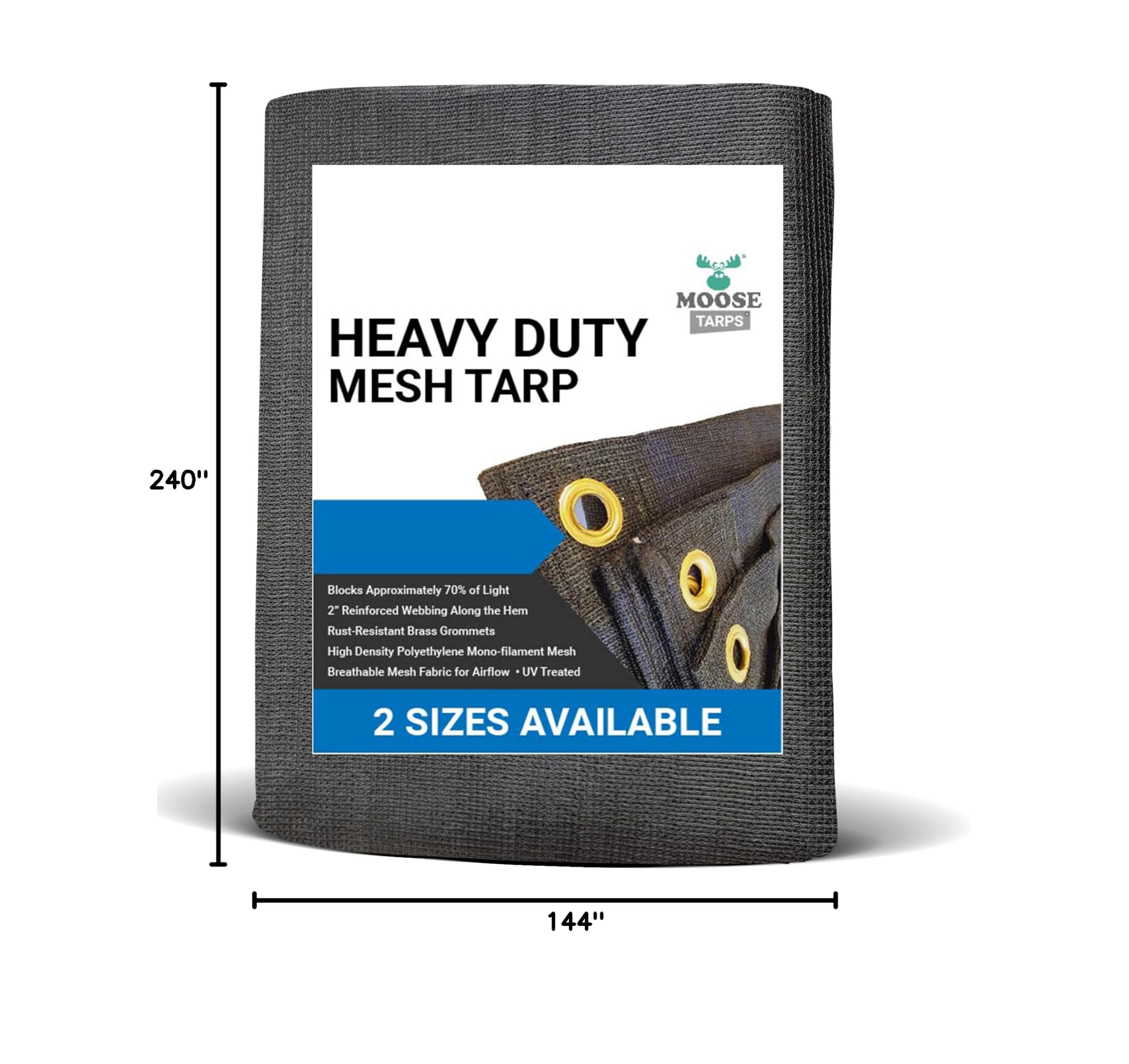 Heavy Duty 12' x 20' Black Mesh Tarp - UV Resistant, Waterproof & Tear Proof Sun Shade Cover for Patio, Canopy Tent, Truck, Camping, Pool Shelter | Indoor & Outdoor Use for Sun Protection & Privacy