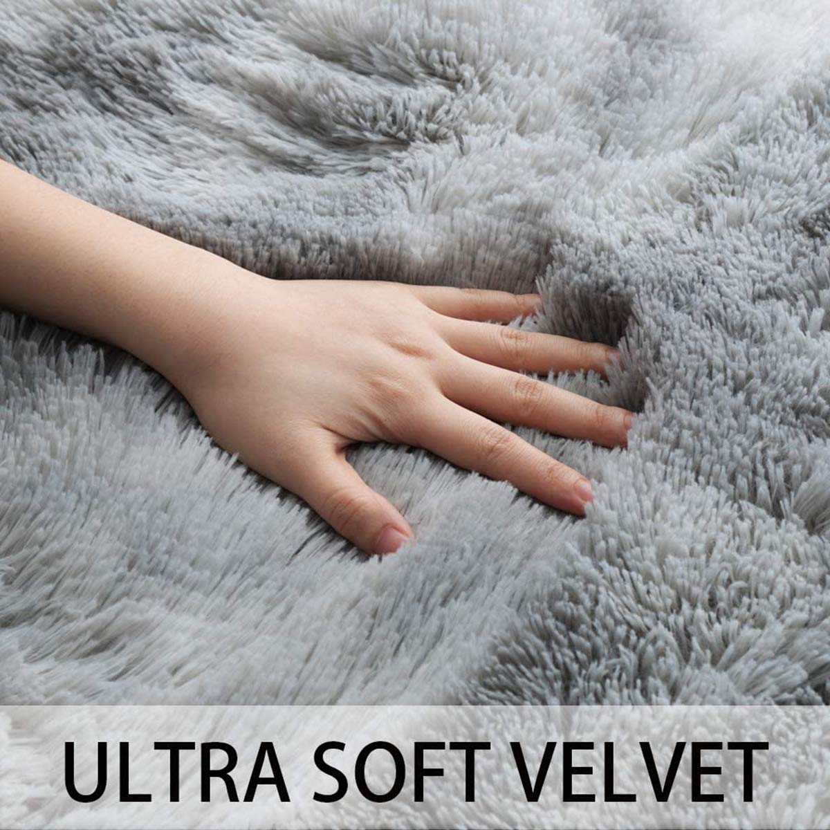 Kinganda Soft Shaggy Area Rugs - Non-Slip Fluffy Large Washable Carpet for Bedroom, Living Room, Nursery & Kids Room (Grey White, 6.5'×8.2'/200×250 cm) - Cozy Home Decor, Perfect for Floor Protection & Comfortable Play Area