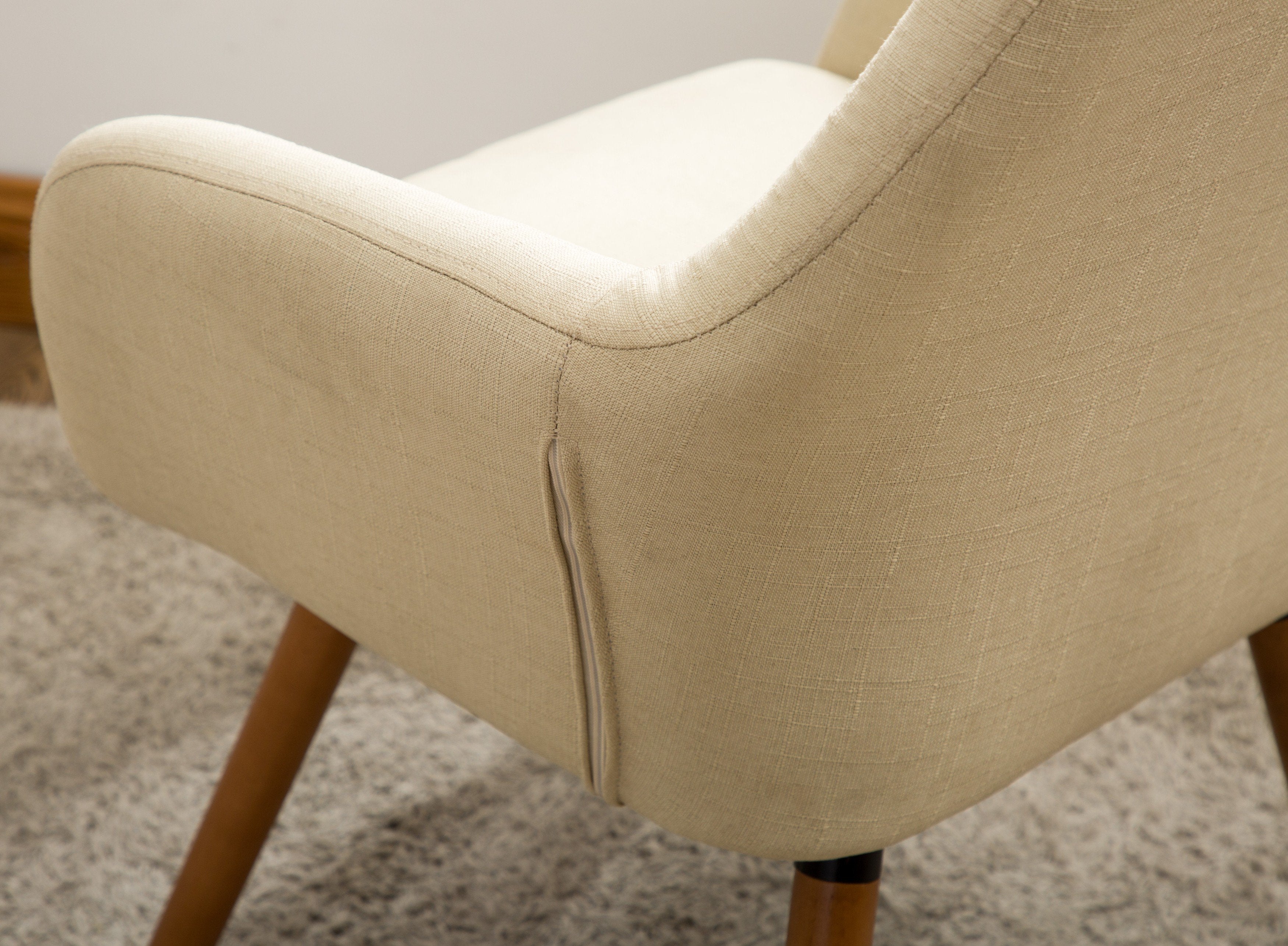 Roundhill Furniture Tuchico Modern Fabric Accent Chair - Tan Beige Upholstered Living Room Chair for Lounge, Bedroom & Office