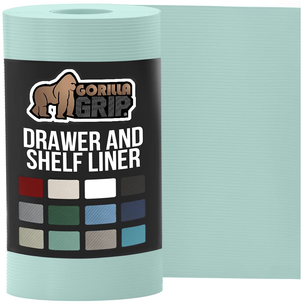 **Gorilla Grip Non-Adhesive Drawer Liner - Waterproof & Durable Shelf Liner, 24x30 Inches, Easy to Cut & Reusable - Strong Grip for Kitchen Cabinets, Desk Drawers, Shelf Organization - Mint Green (Perfect for Home & Office Storage Solutions)**