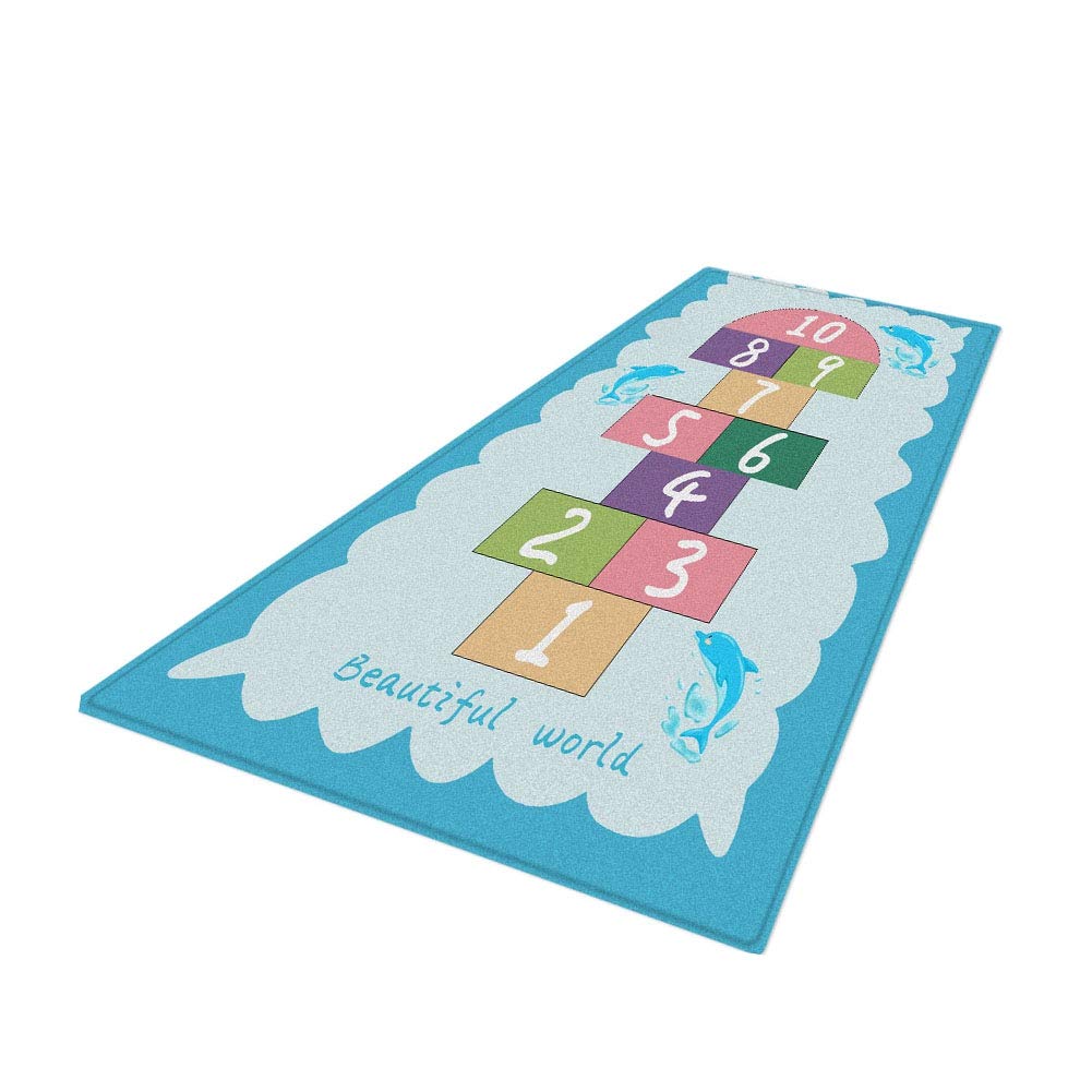 Soft Pink Hopscotch Playmat for Girls - Non-Slip Nursery Rug, Educational Toddler Play Mat for Crawling, Bedroom & Playroom - Durable & Safe for Kids | Perfect for Indoor Games, Learning Activities & Creative Play