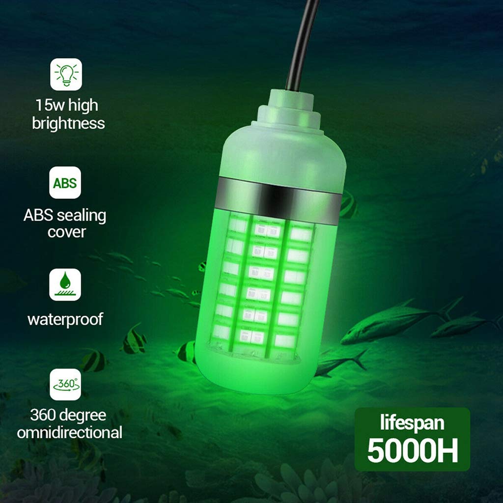 MYADDICTION IP68 Waterproof 12V LED Green Underwater Fishing Light - Attracts Prawns & Squid for Night Fishing | Durable Submersible Lamp for Boats, Docks & Ice Fishing | Perfect Bait Light for Saltwater & Freshwater Fishing
