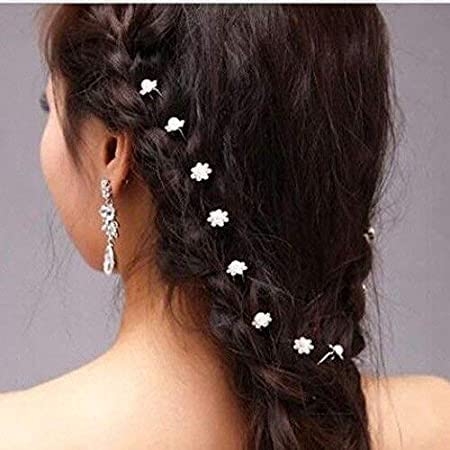 Elegant Golden Crystal Flower Pearl Hair Pins & Clips for Women - Pack of 20 Pieces - Perfect for Weddings, Parties, and Special Occasions
