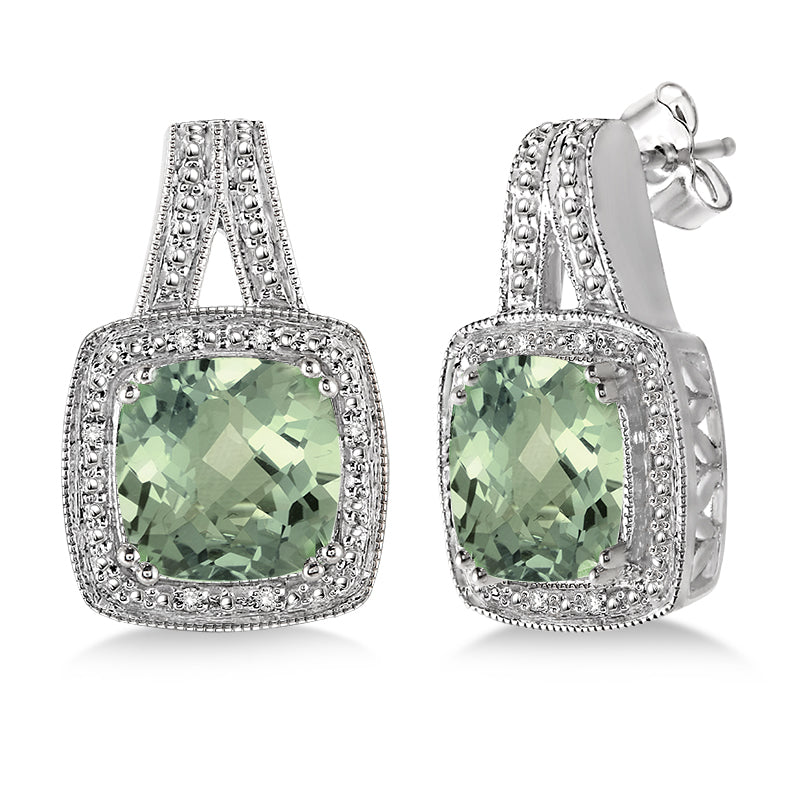 Exquisite Diamond & Green Amethyst Earrings for Women - 925 Sterling Silver Dangle Earrings | Perfect for Weddings, Parties & Special Occasions