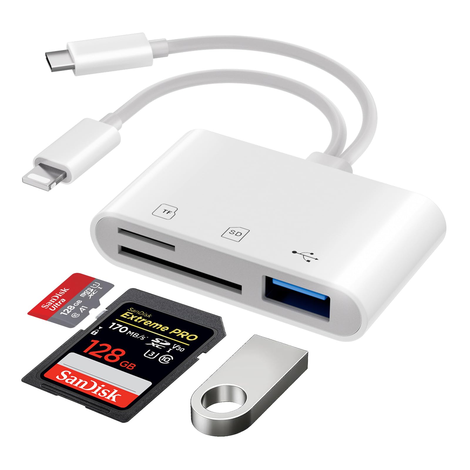 High-Speed SD Card Reader for iPhone & iPad - Dual USB C & Lightning Connector, USB 3.0 SD/Micro SD Card Adapter with OTG Support - Perfect for Photographers, Travelers & Content Creators to Transfer Photos/Videos from Cameras to Phones