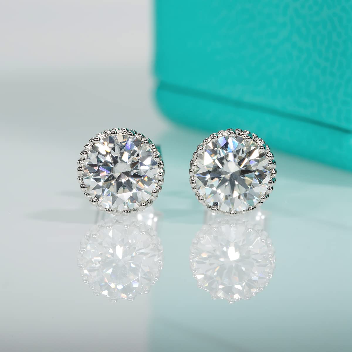 2ct D Color Moissanite Diamond 925 Sterling Silver Halo Stud Earrings for Women - Hypoallergenic Pierced Earrings, Elegant Gift for Her | Perfect for Weddings, Parties & Everyday Wear