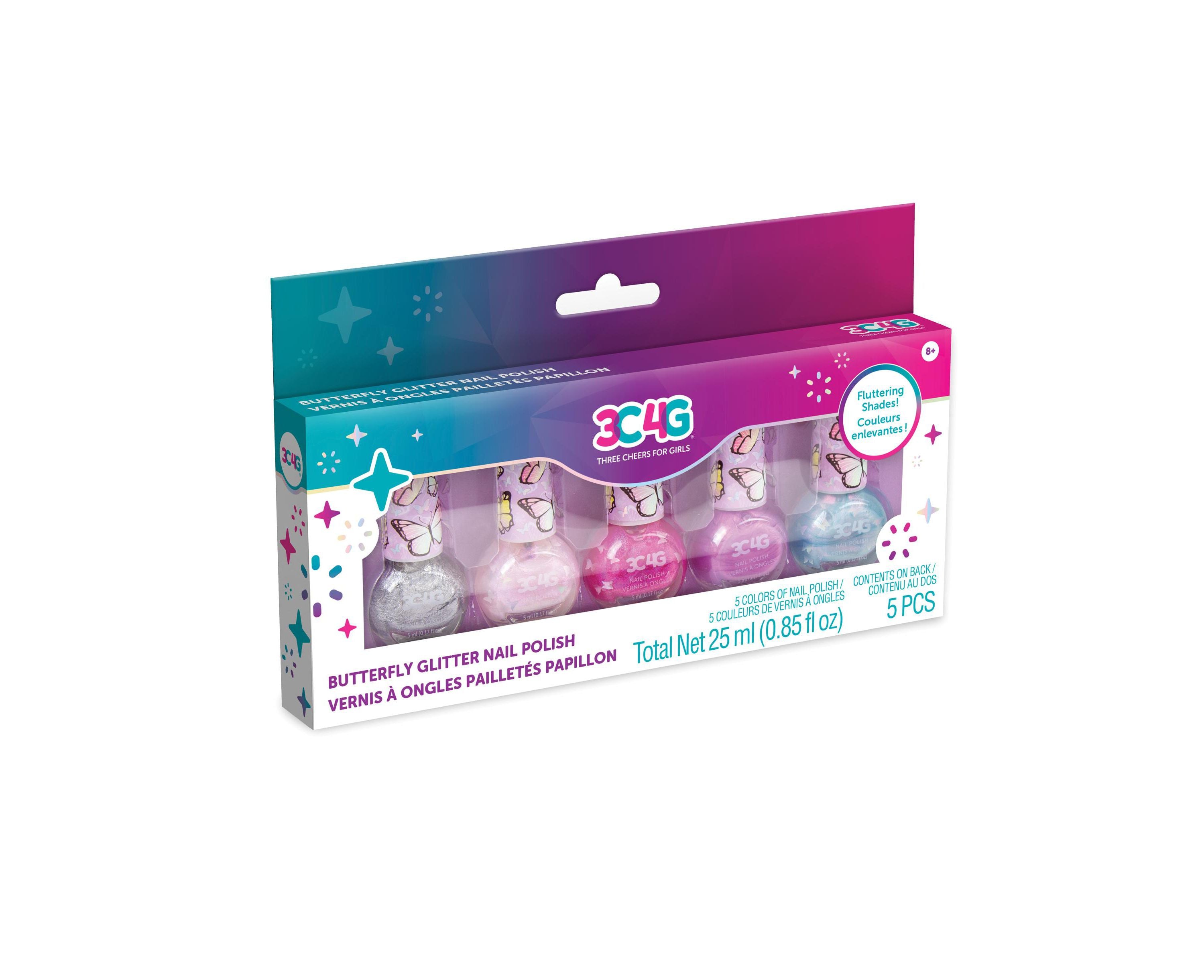 3C4G Butterfly Glitter Nail Polish Set - Sparkling Manicure Kit for Women, Long Lasting Metallic Nail Art with Glitter & Shimmer - Perfect for Parties, Weddings, and Special Occasions