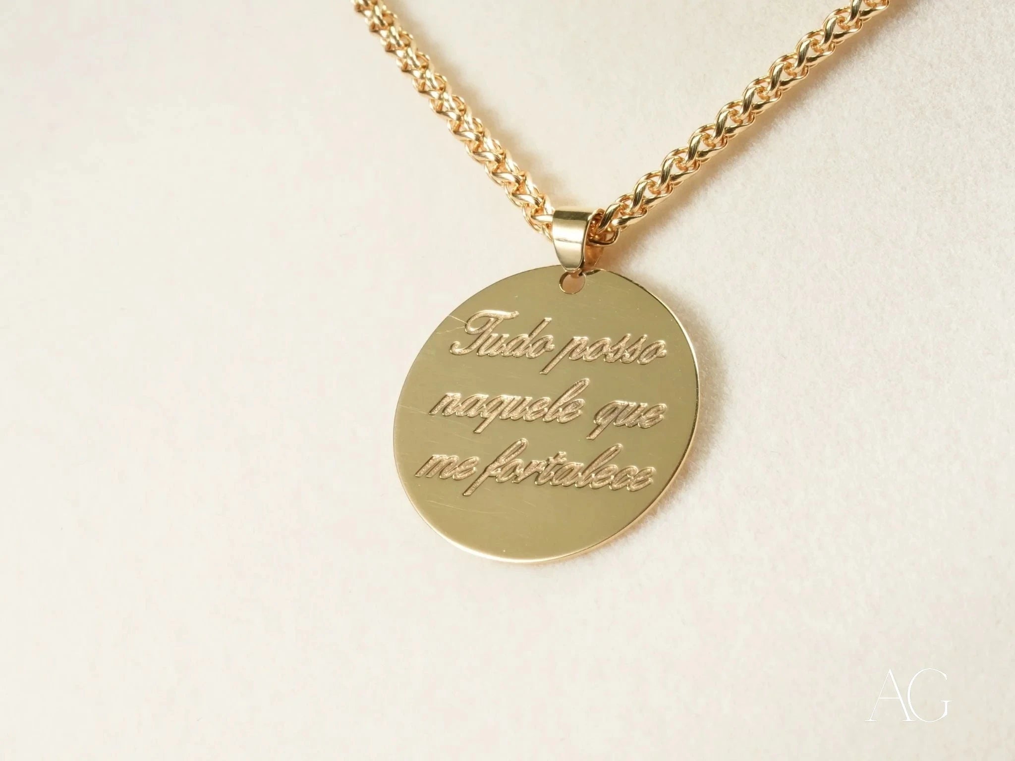 Golden Faith 'Tudo Posso' Inspirational Pendant Necklace - Religious Jewelry for Women & Men - Perfect for Daily Wear, Gifts & Spiritual Encouragement