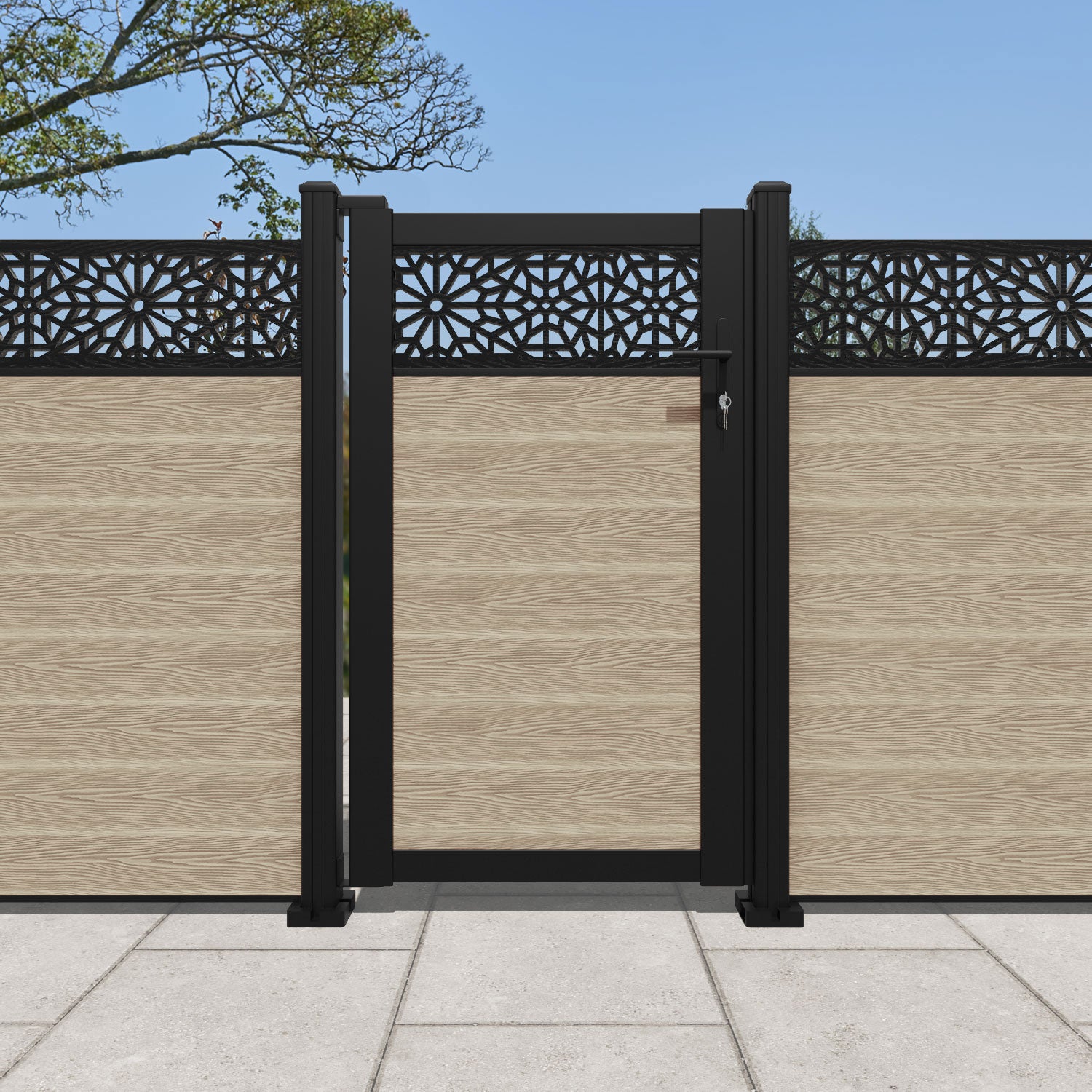 Classic Alnara Pedestrian Gate - Light Oak Finish | Durable Wooden Walkway Entry | Perfect for Garden, Backyard, and Driveway Security