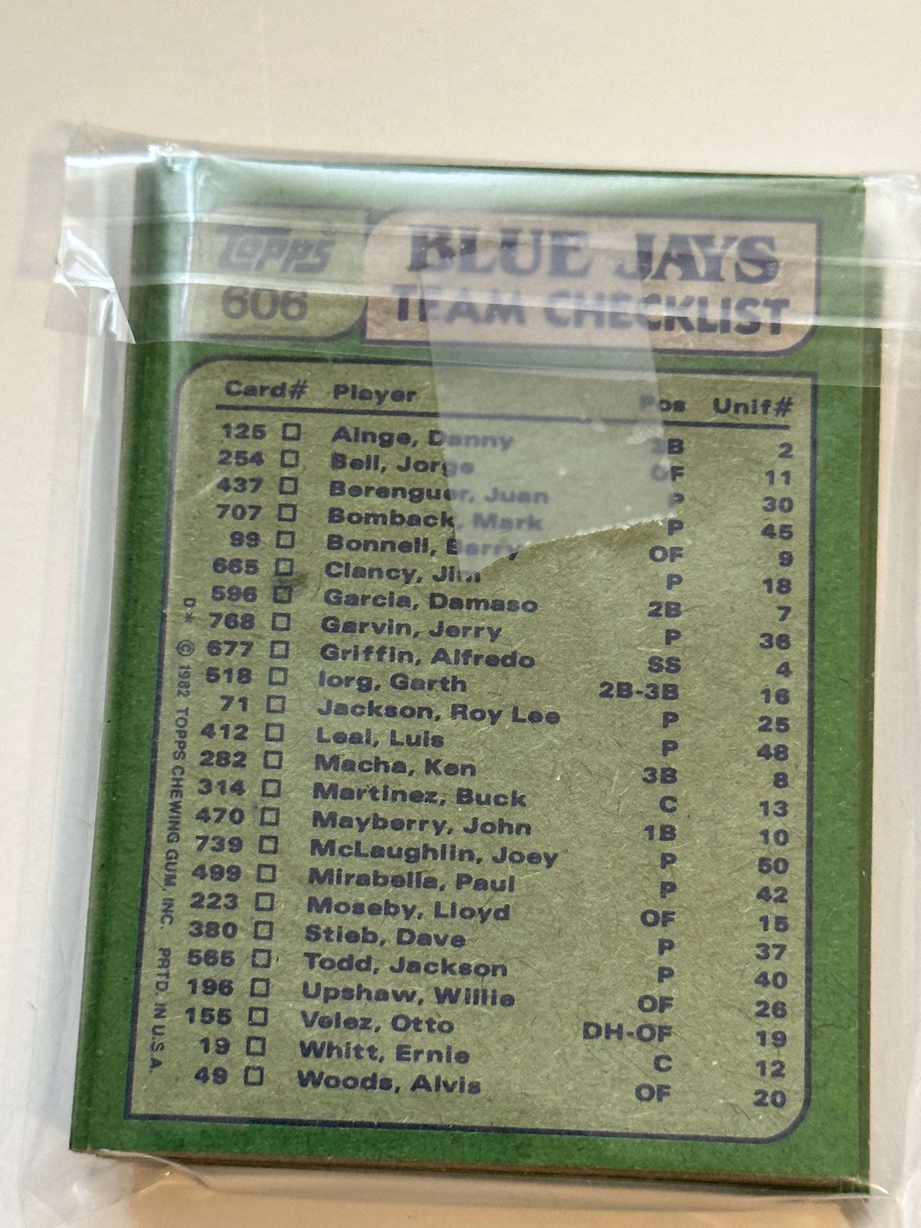 1982 Topps Toronto Blue Jays Baseball Team Complete Card Set - Perfect for Collectors, Fans & Sports Memorabilia Enthusiasts