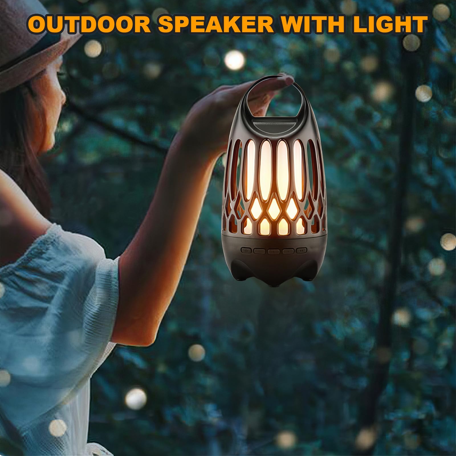 Portable Bluetooth Speaker with LED Flame Effect - Waterproof Wireless Outdoor/Indoor Speaker with Handle, Perfect for Camping, Parties & Home Decor | Great Gift for Men & Women
