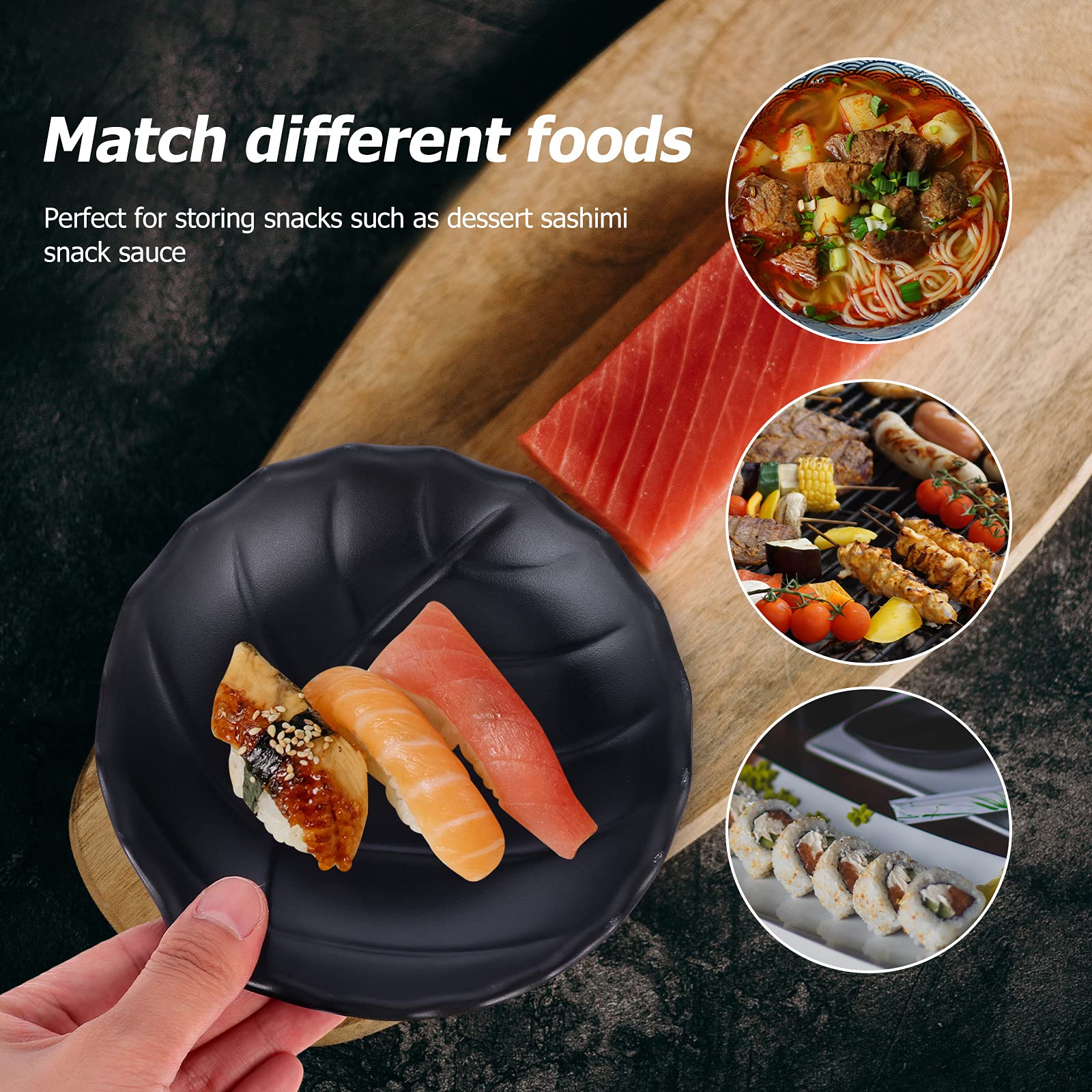 ABOOFAN Leaf-Shaped Melamine Snack Plate - 1pc Black Decorative Dish for Snacks, Salad, Fruit, Jewelry | Perfect for Parties, Picnics, Home Decor & Gift Giving