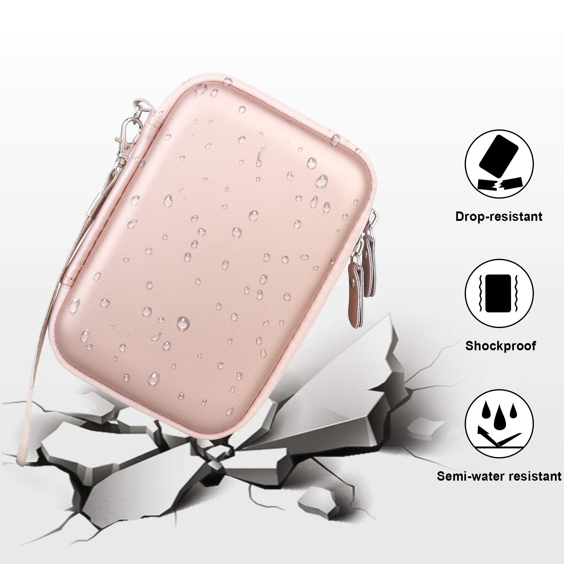 SUPVAN E10 Label Maker Case - Rose Gold & Monochrome Protective Cover | Durable Storage Organizer for Office, Home, or Craft Room Organization