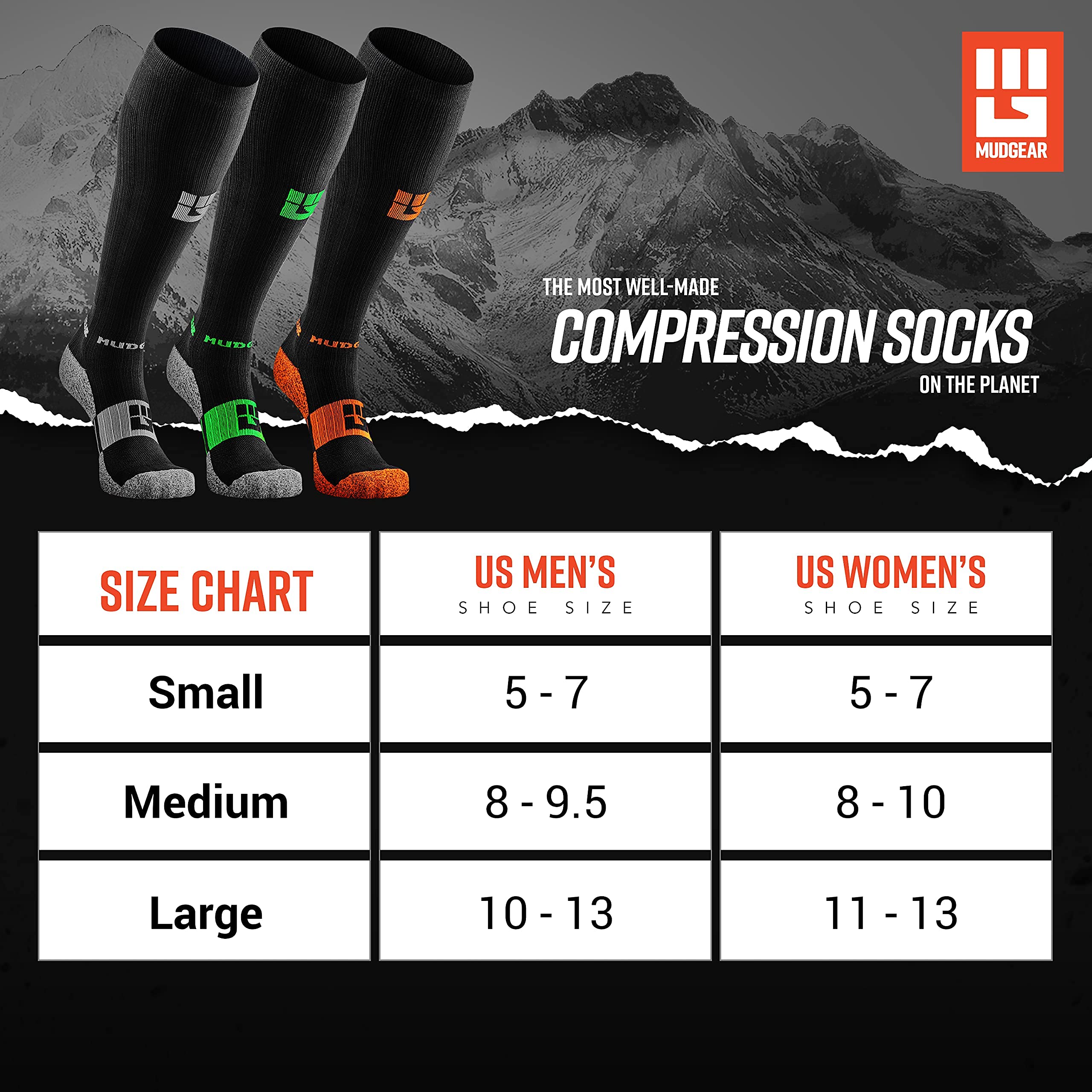 Premium Compression Socks 3-Pack for Running, Hiking & Recovery - Medium Size (Black/Gray, Black/Green, Black/Orange) - Improve Circulation & Reduce Swelling for Athletes, Travelers & Nurses