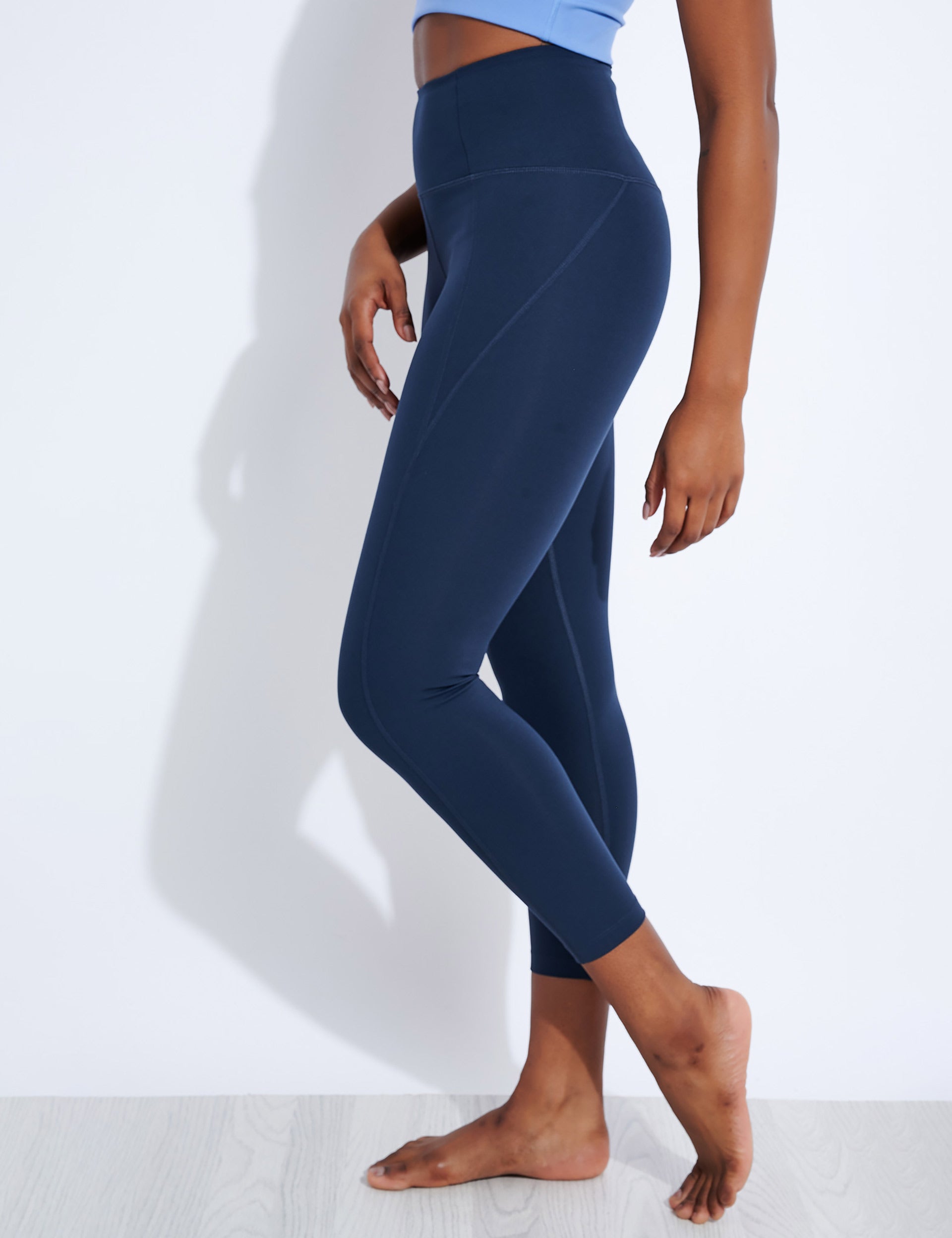 High Waisted 7/8 Compression Leggings for Women - Midnight Black - Workout, Yoga & Everyday Wear