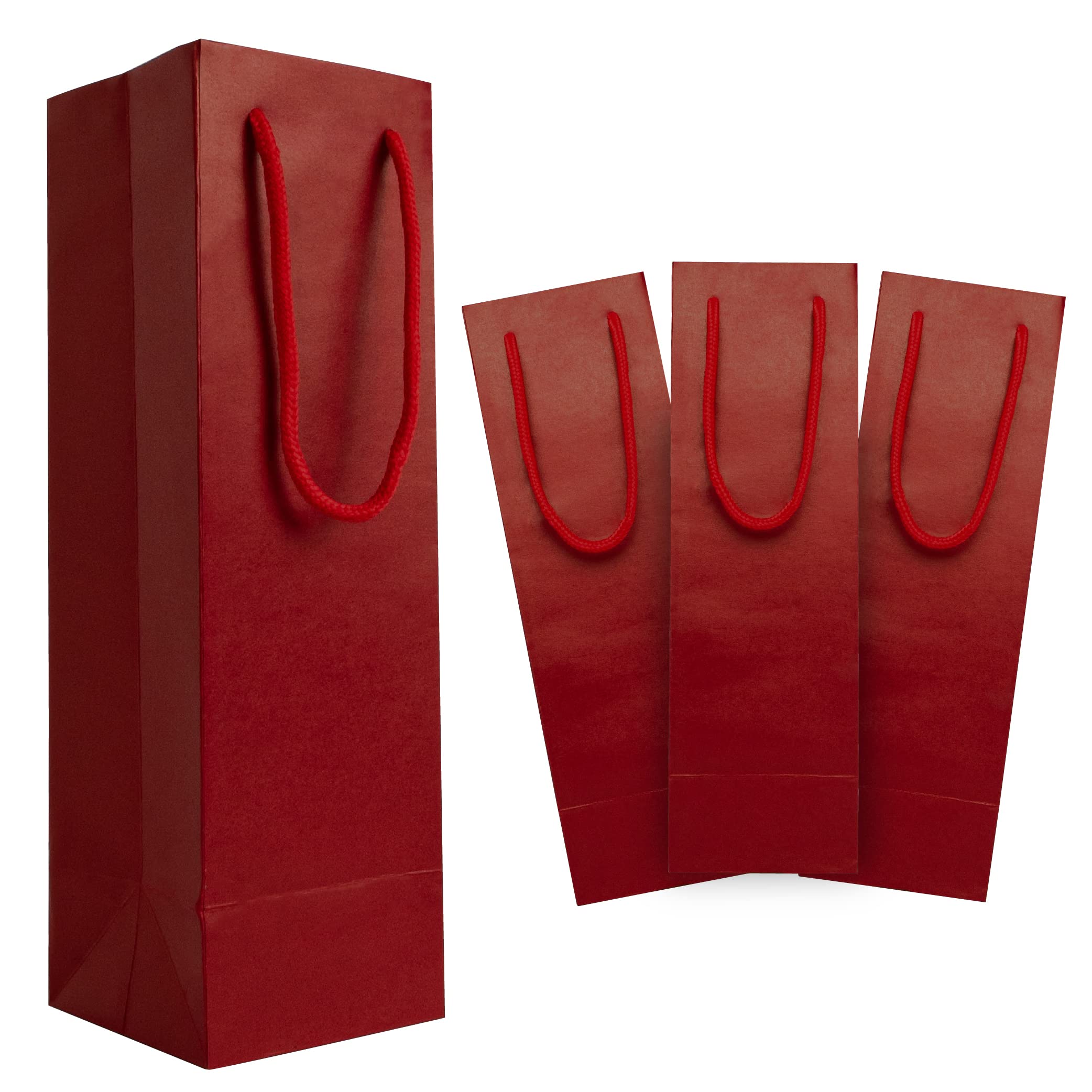 60Pcs Red Kraft Wine Bottle Gift Bags - 4x4x13 Inch Tall Wine Bags for Gifts, Parties & Holiday Packaging | Reusable & Eco-Friendly