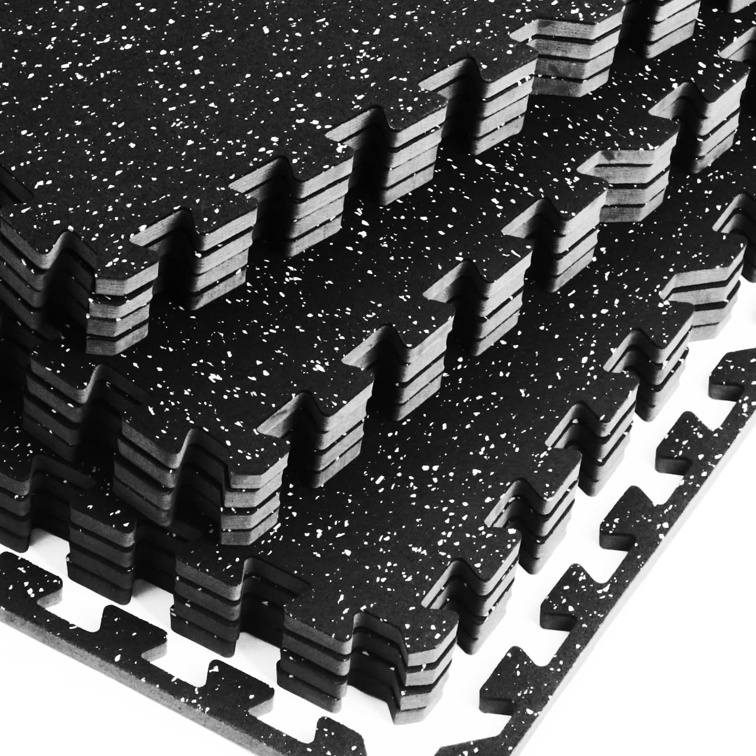 0.56 Inch Thick Interlocking Rubber Gym Floor Tiles - 12 Pack (24