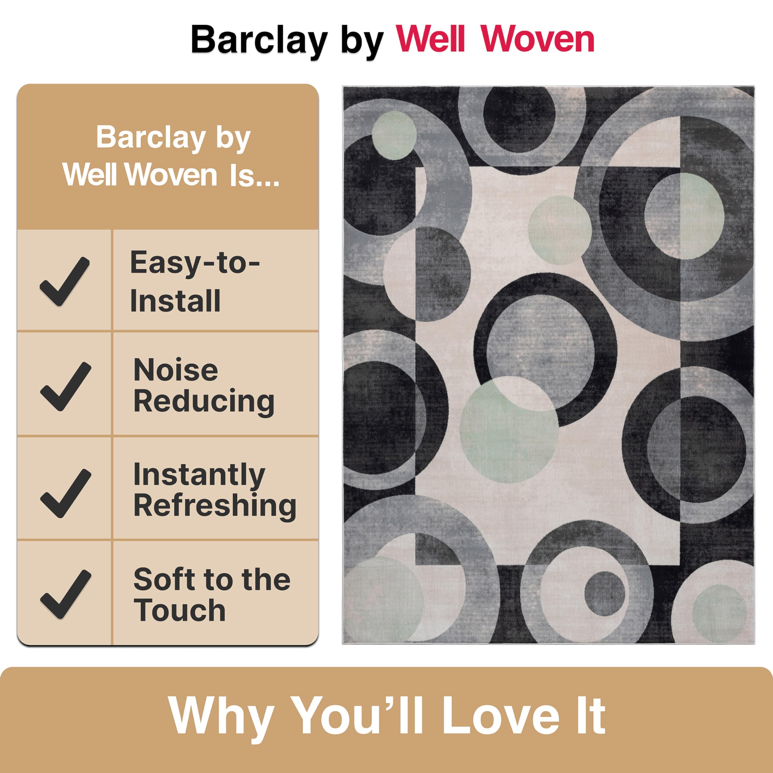 Well Woven Barclay Collection Avi Grey Green 5x7 Area Rug - Soft Modern Non-Slip Rug for Living Room, Bedroom, Dining Room - Perfect for Home Decor, Office, and High-Traffic Areas