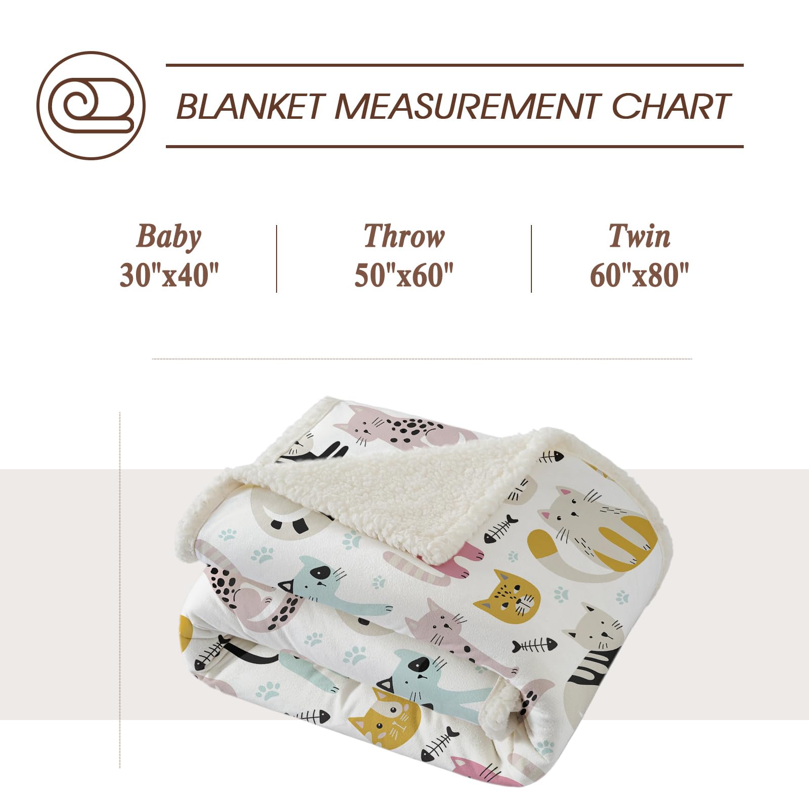 SOULZZZ Spotted Cat Pattern Throw Blanket - Super Soft Sherpa Fleece Blanket for Adults & Kids | Animal Print Fluffy Plush Lightweight Cozy Blanket for Couch, Bed, Sofa - Perfect Gift for Cat Lovers