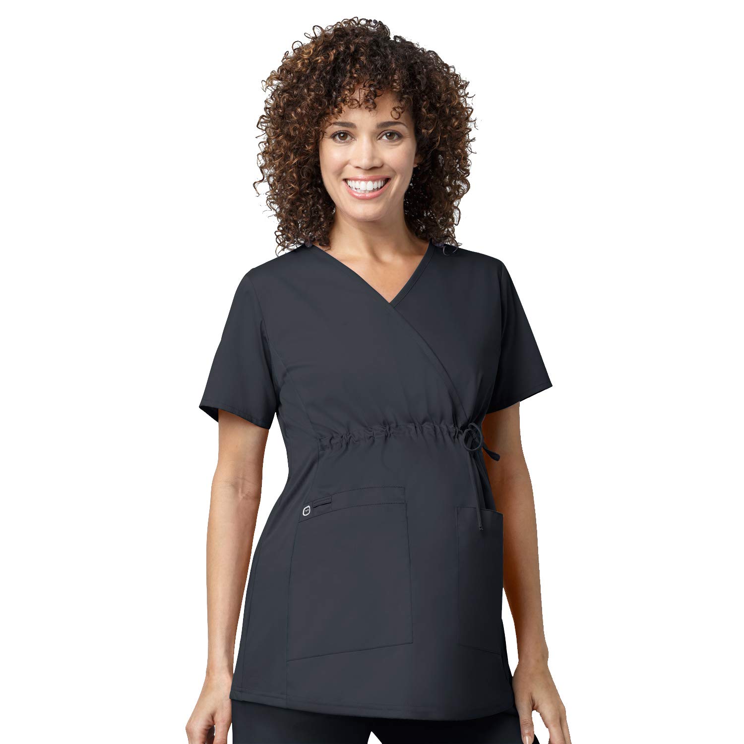 WonderWork Women's Maternity Mock Wrap Scrub Top & Cargo Pant Set with Badge Reel - Comfortable Nursing Uniform for Doctors, Nurses & Healthcare Professionals - Perfect for Hospital Shifts, Clinics & Medical Work