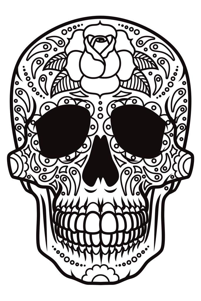 Day of the Dead Sugar Skull Coloring Poster - DIY Calavera Wall Art for Kids & Adults (24x36 Inch) | Creative Family Activity, Home Decor & Party Supplies for Halloween, Dia de los Muertos Celebrations