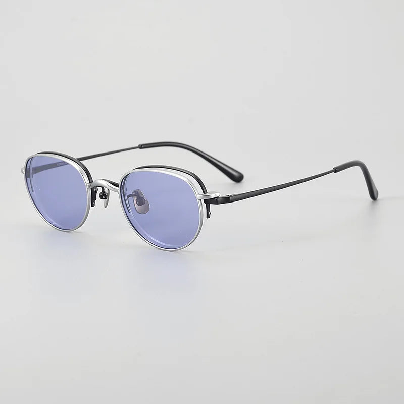 Stylish Black Semi-Rimless Oval Titanium Eyeglasses for Women with Clip-On Sunglasses MK47 - Perfect for Outdoor Activities, Driving & Fashion Accessories