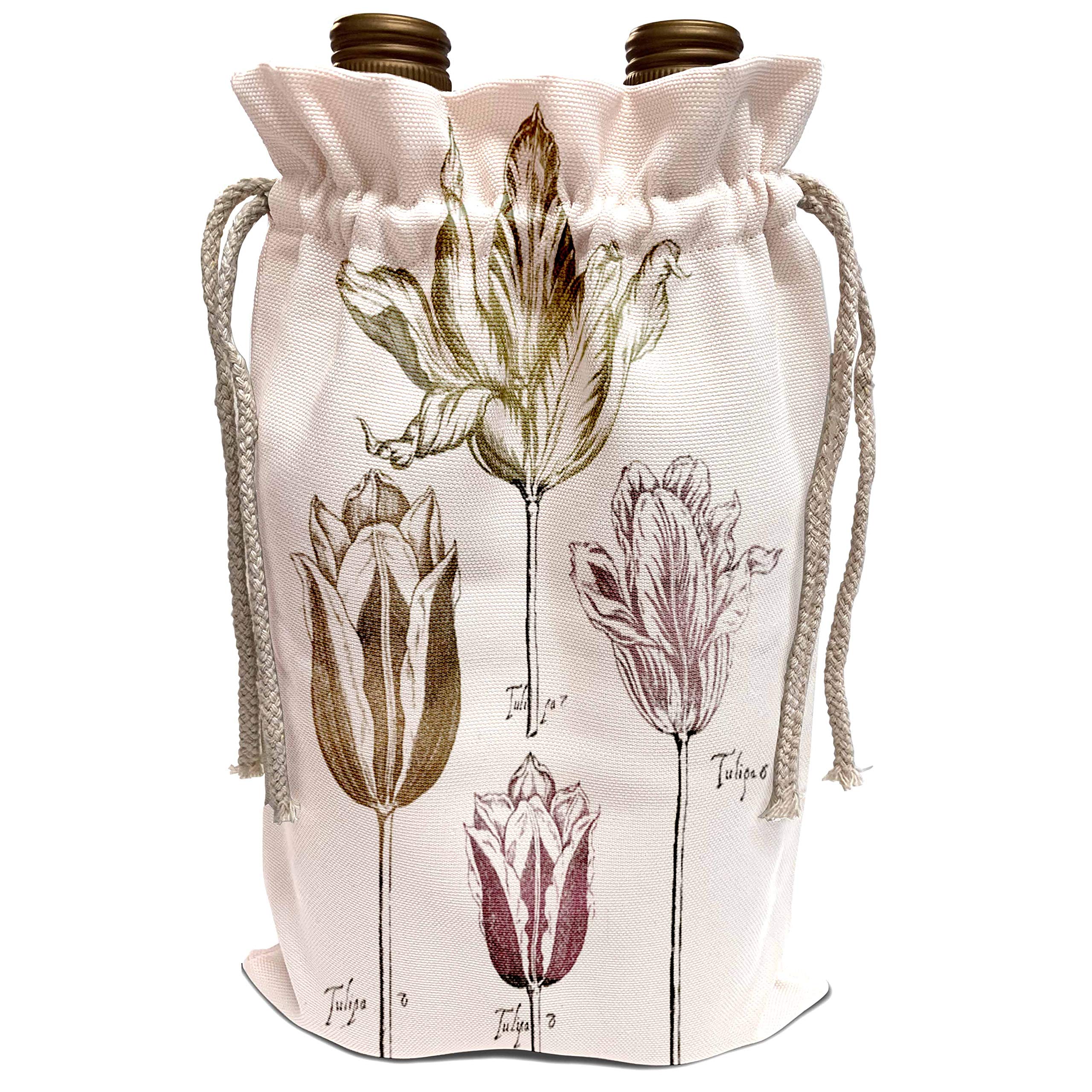 3D Rose Tulip Flowers Wine Tote Bag - Elegant Reusable Wine Carrier for Picnics, Parties & Gifts (wbg_178812_1) - Perfect for Weddings, Bridal Showers & Outdoor Events