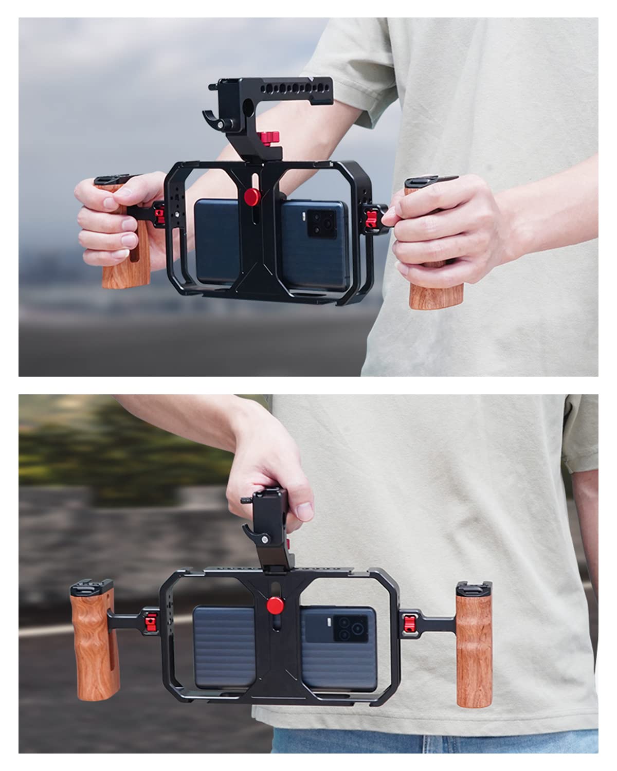 Universal Smartphone Video Rig Kit - Metal Phone Stabilizer with Cold Shoe Mount for iPhone Filmmaking & Vlogging | Perfect for YouTube Creators, Videographers & Mobile Content Makers (Ideal for Travel Vlogging, Live Streaming & Professional Video Shooting)