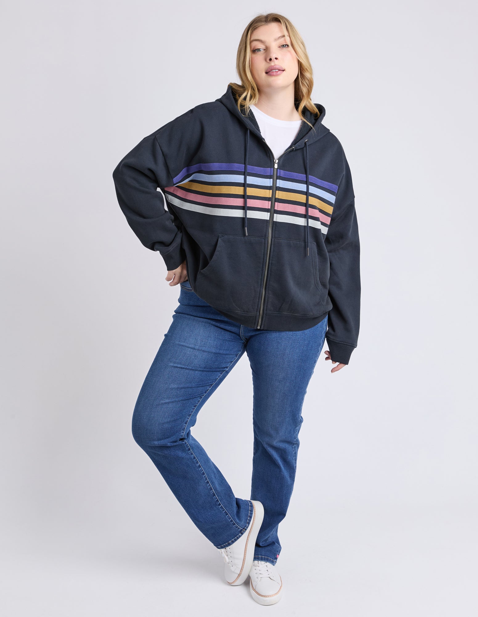 Elm Cue Zip-Up Hoodie for Men & Women - Navy Blue Pullover Fleece Jacket - Cozy Casual Wear for Outdoor Activities, Gym & Lounge