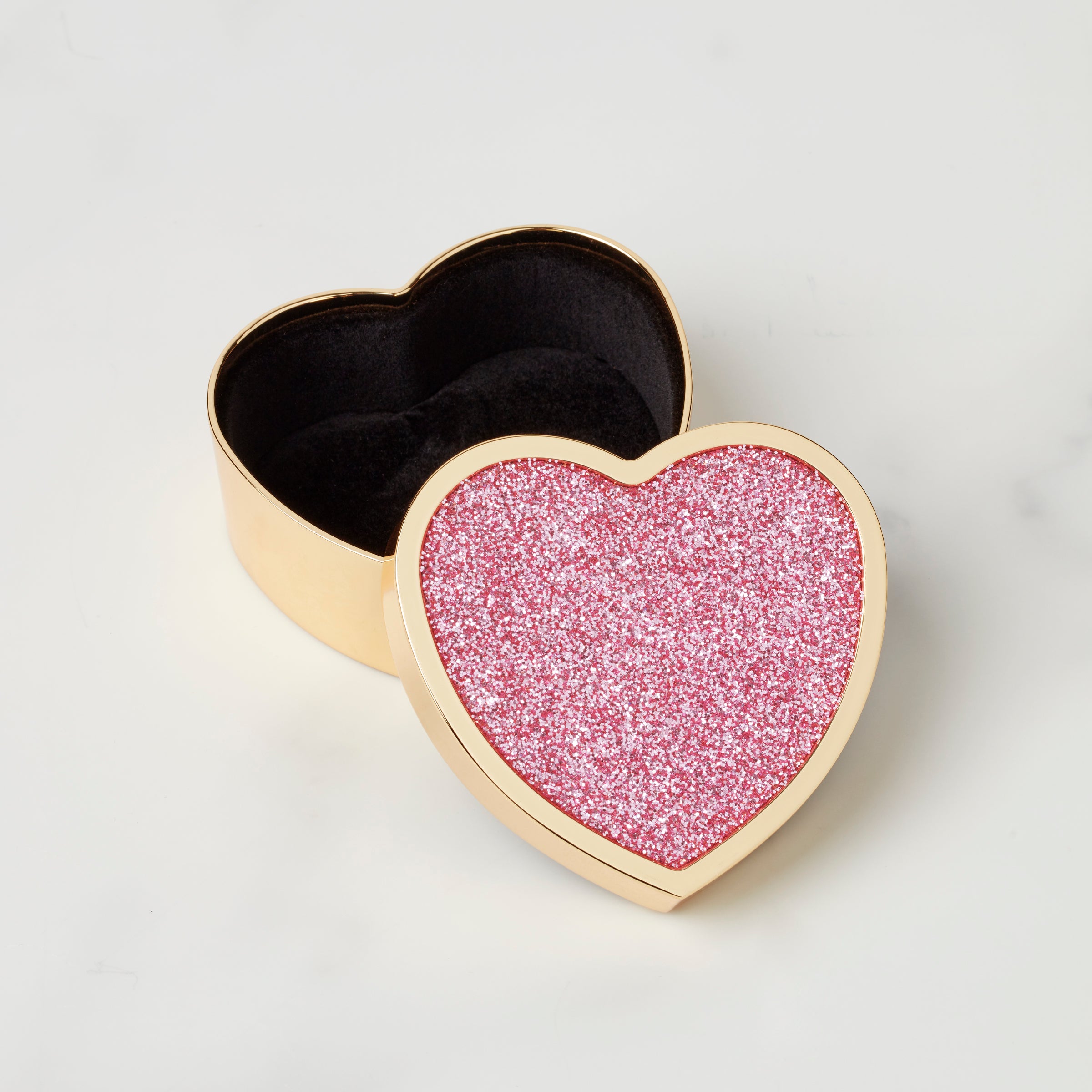 Pretty Pink Glitter Heart Shaped Jewelry Box - Perfect for Valentine's Gifts, Wedding Favors & Home Decor Storage