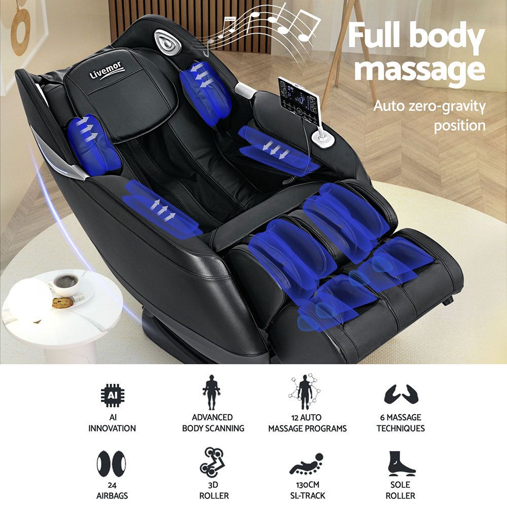Livemor 3D Electric Massage Chair Recliner with Full Body Shiatsu Massage - Perfect for Home, Office & Relaxation Therapy