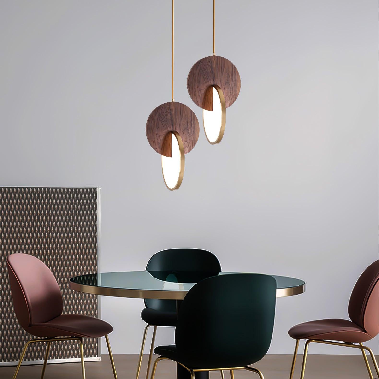 Modern Double Disk Pendant Light - Adjustable Hanging Chandelier for Dining Room, Kitchen Island & Living Room Decor