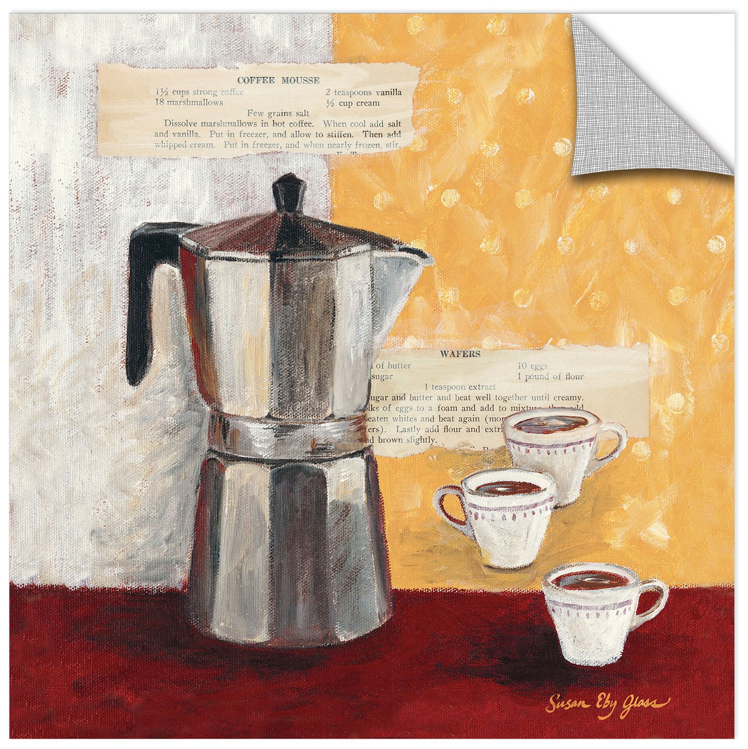 Susan Eby Glass 'Brew It Up' Removable Wall Art Mural - 36x36 Inches - Perfect for Kitchen Decor, Coffee Shop Wall Art & Home Brewing Station Decoration