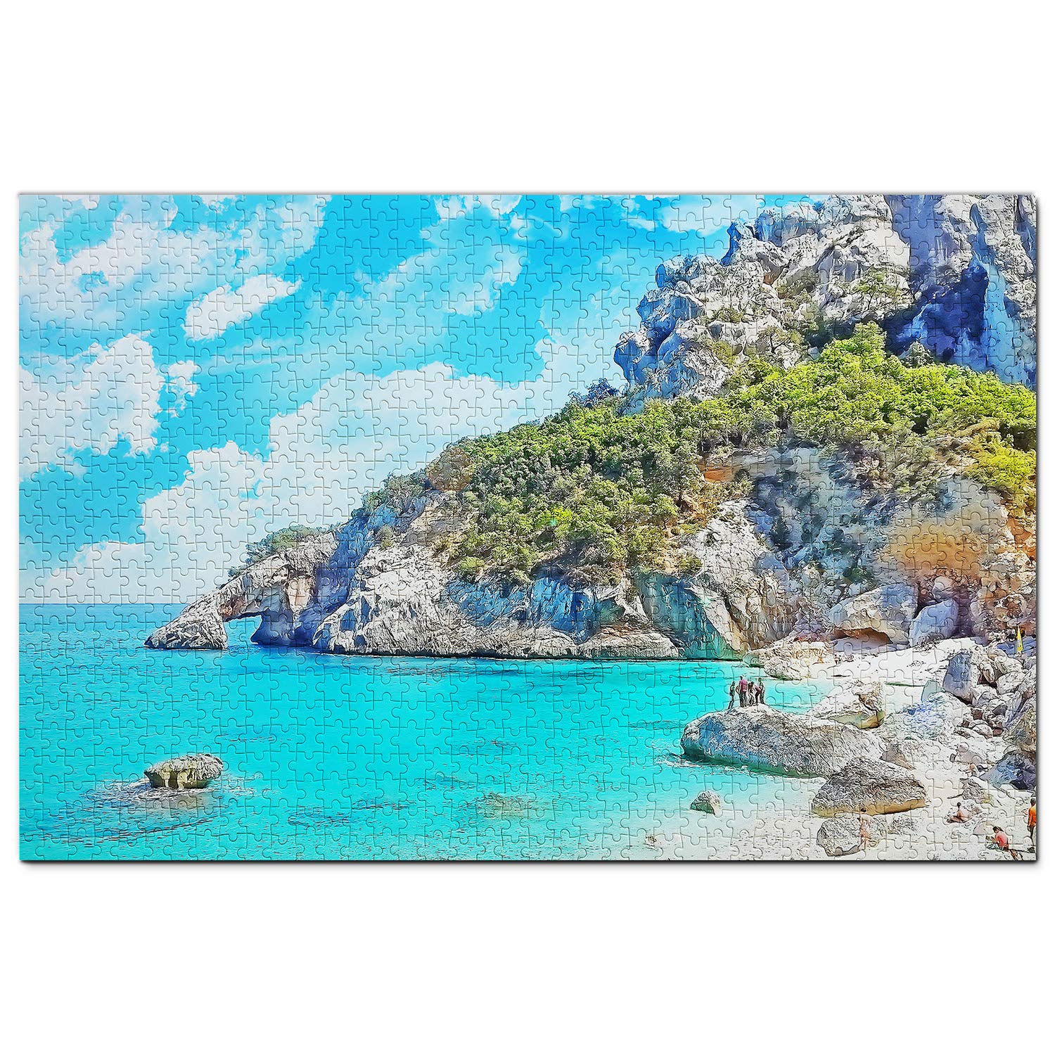 1000-Piece Italy Sardinia Scenic Wooden Jigsaw Puzzle - Travel Souvenir & Home Decor Artwork for Adults & Puzzle Lovers
