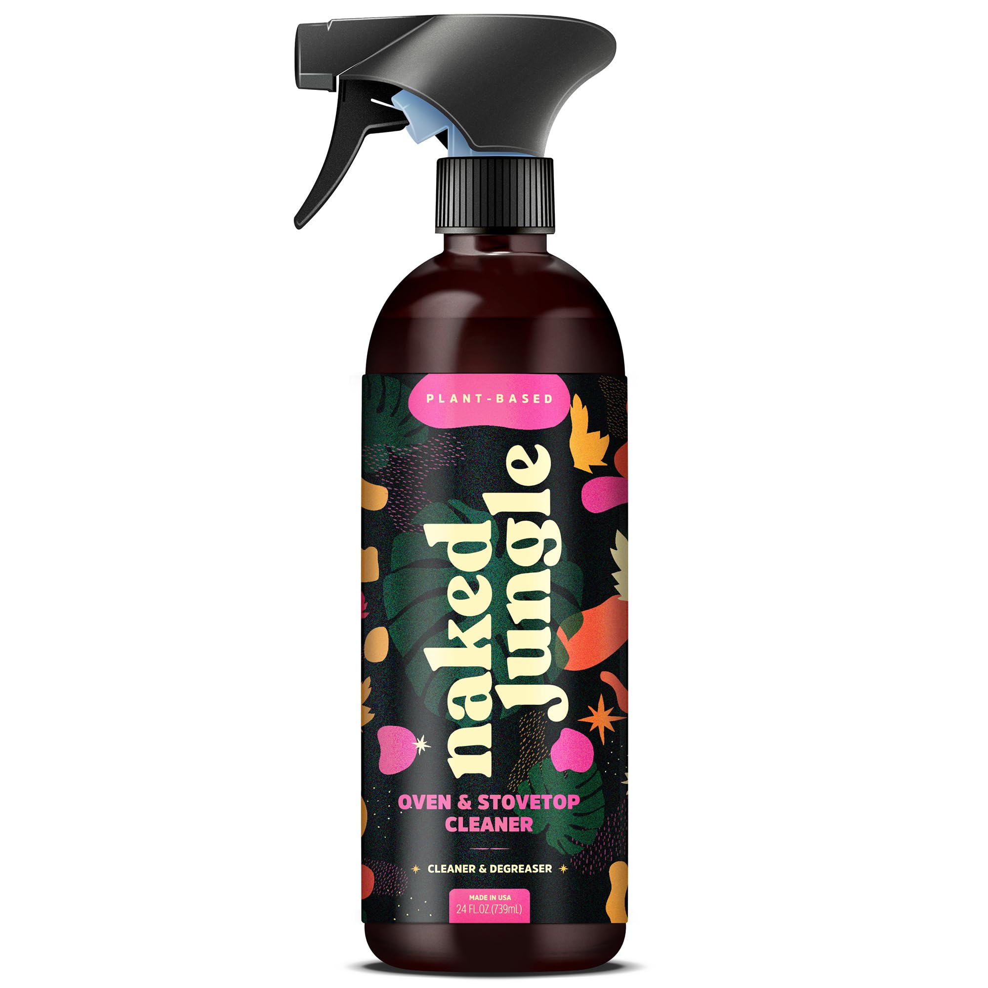 Naked Jungle Premium Plant-Based Stove Top Cleaner & Oven Cleaner - Heavy Duty Degreaser Spray for Cooktops, Gas Stoves, Grills (24oz) - Eco-Friendly Kitchen Cleaning for Tough Grease & Burnt-On Food