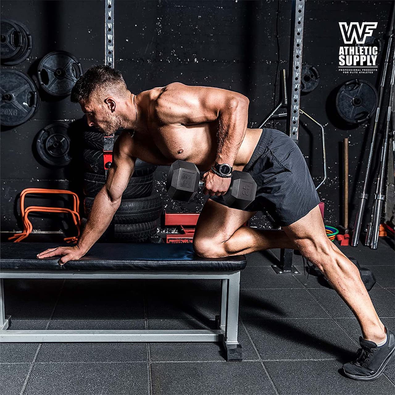 Rubber Encased Hex Dumbbells with Contoured Grip - 5-50lbs Weight Set for Strength Training, Muscle Toning & Full Body Workouts | Home Gym Equipment for Men & Women | Perfect for CrossFit, HIIT & Weightlifting